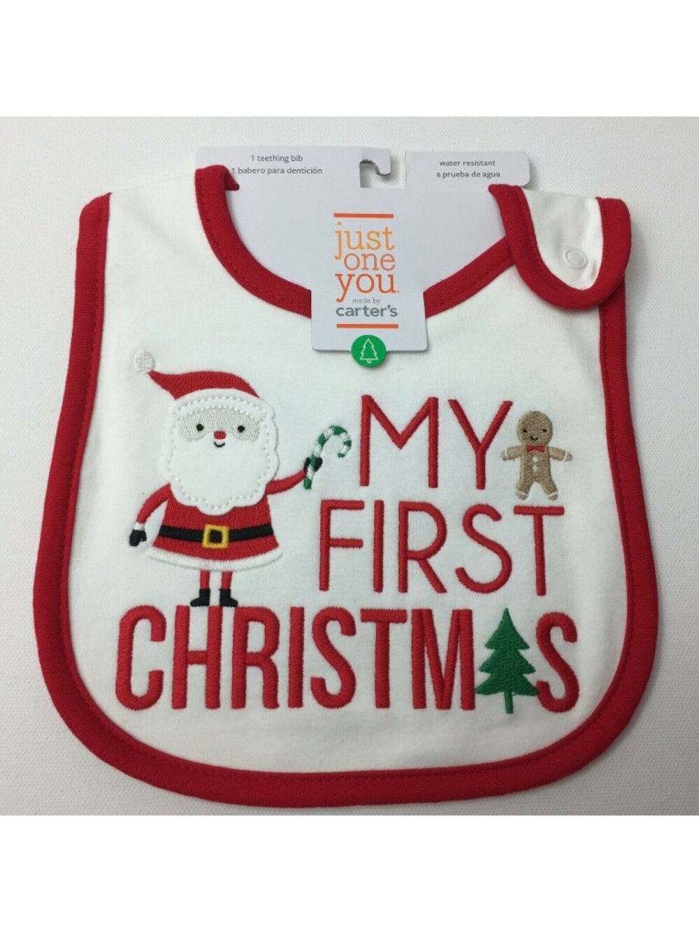 Carter's Just One You White Teething Bib My First Christmas Santa Holiday